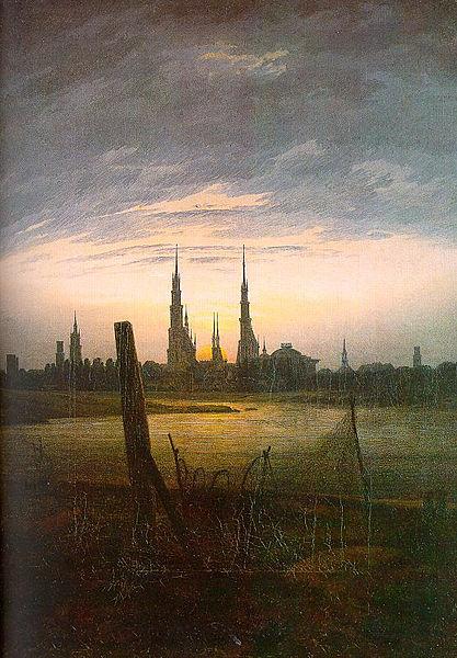 Caspar David Friedrich City at Moonrise Sweden oil painting art